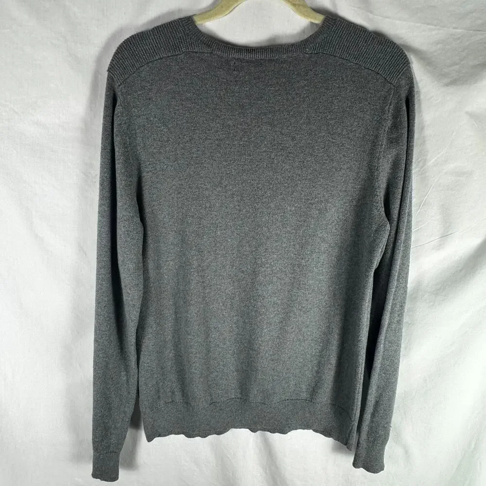 Marc Anthony Men's Gray V Neck Sweater Large Cotton Cashmere Blend Long Sleeve - Picture 3 of 8